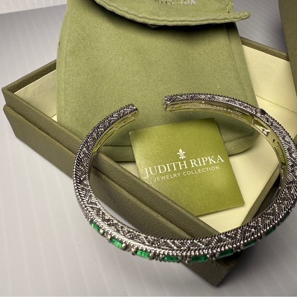 Judith Ripka Jewelry - Judith Ripka Sterling 2.50  cttw Emerald & White Topaz Cuff R11